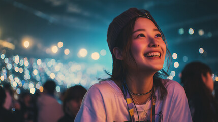 Joyful Idol Fan at Concert
ライブで輝く推し活女子