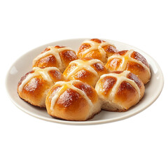Plate of Hot Cross Buns Isolated [Transparent Background PNG] 