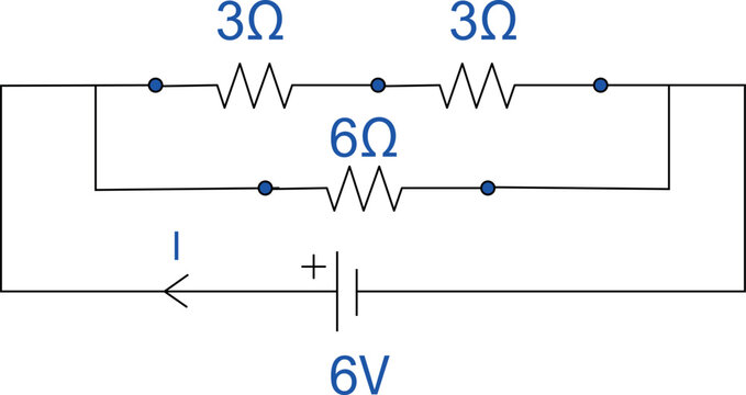 Resistor circuit symbol. Series circuit connection, parallel circuit, mixed circuit. Vector illustration isolated on white