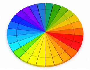 Fototapeta premium Vibrant color palette chart featuring circular blocks arranged in spectrum of colors, showcasing high fidelity design