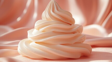 Creamy Delight: A Swirl of Whipped Delicacy on Peach Silk