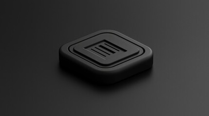 3D Render of a Black Square Icon with Inner Lines