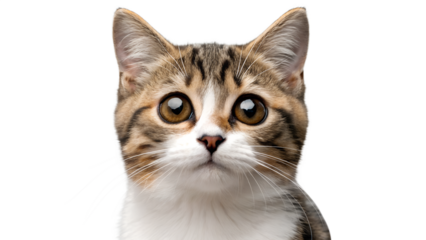 Close up of a Cat Looking Up. PNG.