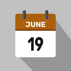 19 june calendar icon vector month date number illustration design