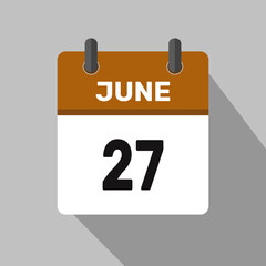 27 june calendar icon vector month date number illustration design