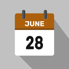 28 june calendar icon vector month date number illustration design