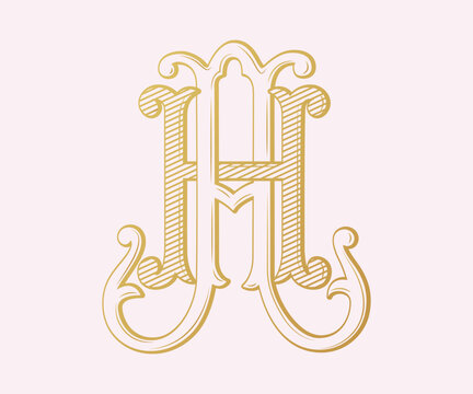 AH  HA  logo AH  logo HA Letter AH Letter HA  Monogram AH  Monogram HA Wedding Monogram, Wedding Logo, Logo Design , Monogram Vintage