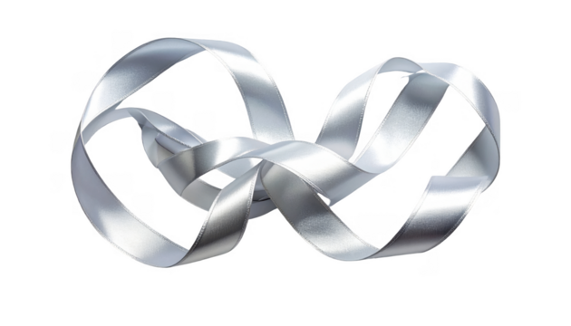 Elegant Silver Ribbon Twisted in an Infinite Loop for Decoration