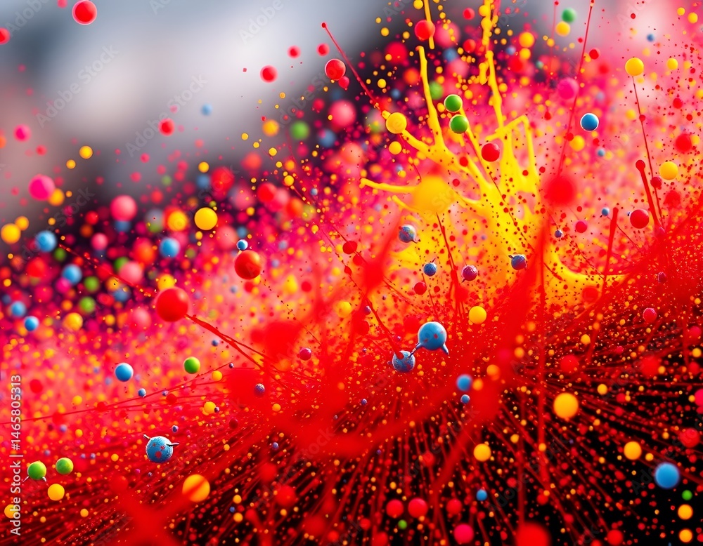 Leinwandbilder Abstract Explosion Of Color, A Dynamic Paint Splatter Bursting Forth, Creating A Vivid Backdrop, Full Of Energy And Movement. It's A Visual Symphony.