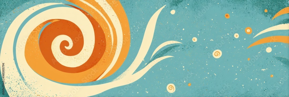 Aufkleber cereal box illustration featuring vibrant swirls and cosmic elements in a playful design for an exci