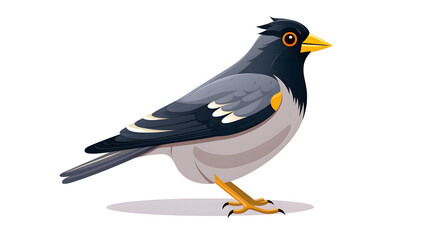 Professional Mynah Flat Vector Illustration on White Background for Design Projects