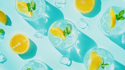 Refreshing beverages with citrus and mint.