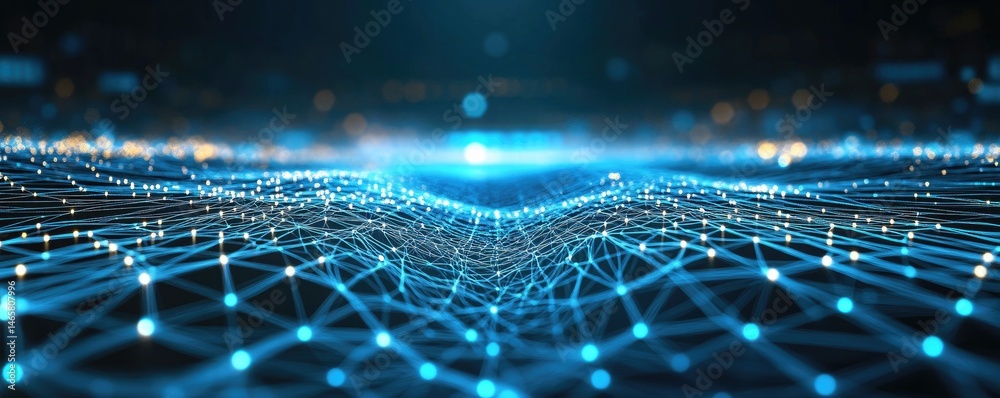 Poster a futuristic data center with glowing servers interconnected by vibrant digital lines. showcasing ad
