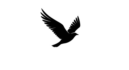 Obraz premium Minimalist vector silhouette of a bird soaring in flight with wings fully spread, representing freedom and grace, ideal for nature, travel, or aviation-related themes