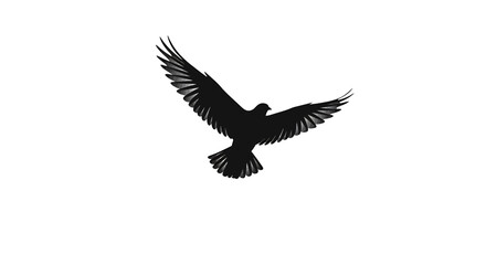 Naklejka premium Minimalist vector silhouette of a bird soaring in flight with wings fully spread, representing freedom and grace, ideal for nature, travel, or aviation-related themes