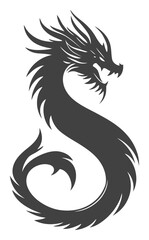 Obraz premium Fierce Dragon Silhouette in Elegant Vector Design for Graphic Projects