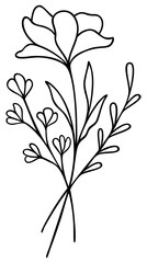 Wildflower Line Art | Vector Flower | Botanical Art