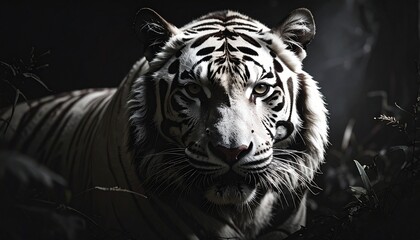 Obraz premium white tiger wallpaper with dark background