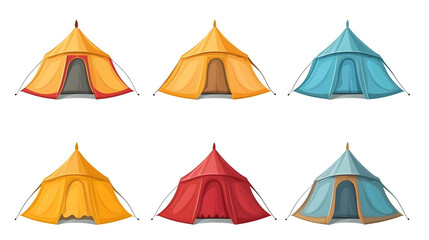 Professional Tent Icon Vector Set for Cartoon Illustrations