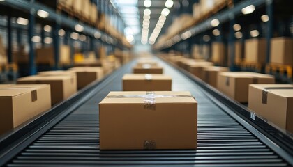 A wideangle view of the packing area in a distribution center, Order Packing, Organized and busy