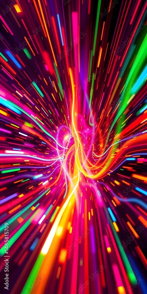 Poster dynamic abstract art, vibrant colors pulse through this design. energy and movement capture the eye.
