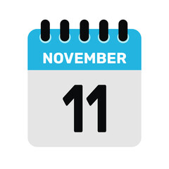 november 11 calendar icon Vector page month design