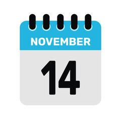 november 14 calendar icon Vector page month design