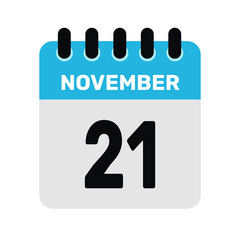 november 21 calendar icon Vector page month design