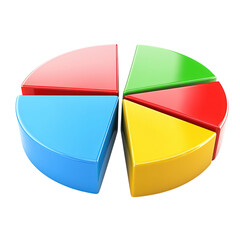 Obraz premium Colorful pie chart showing different segments on transparent background