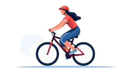 Naklejka premium Professional Flat Vector Illustration of Woman Riding Bicycle for Design Projects