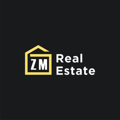 ZM initials minimalist creative real estate logo vector