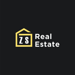 ZS initials minimalist creative real estate logo vector