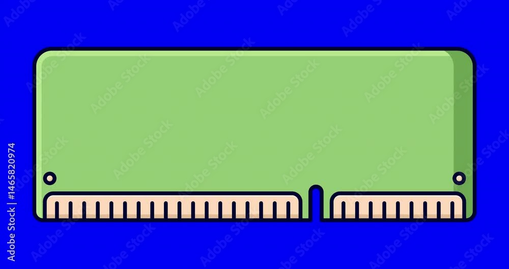 Poster RAM memory computer animation. Computer RAM animation. Random access memory. Flat cartoon style. 4K animation