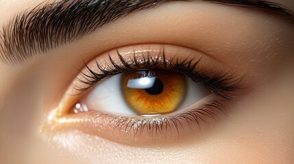 Obraz premium Closeup amber eye with woman.