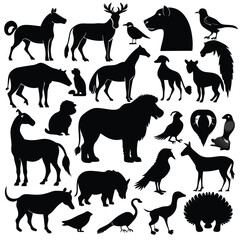  a comprehensive collection of diverse animal silhouettes in black