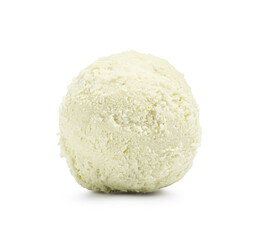 One scoop of delicious ice cream on white background