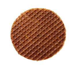 One tasty Dutch waffle isolated on white
