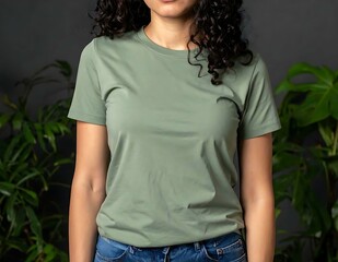 Sage Green TShirt Mockup Woman, Clothing, Fashion, Style, Apparel
