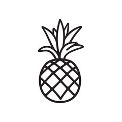 Obraz premium A pineapple outlined in black with leaf crown stands alone against a white background
