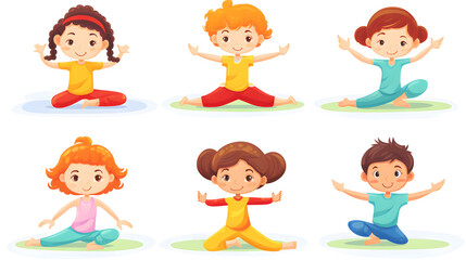 Professional Yoga Kids Isolated Logo Vector Illustration Design for Wellness Brands