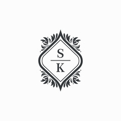 Fototapeta premium SK Initials Wedding Logo Vector Art Icons and Graphics