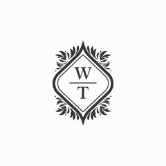WT Initials Wedding Logo Vector Art  Icons  and Graphics