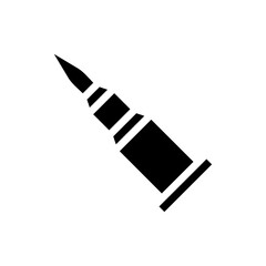 Stylized graphic illustration of ammunition cartridge on a white background