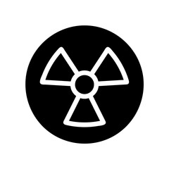 Stylized depiction of a radiation symbol within a dark circular boundary