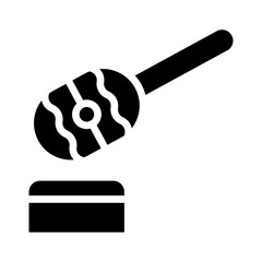 Stylized representation of a honey dipper and receptacle, a minimalist graphic