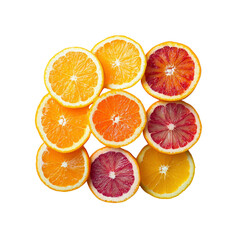 Vibrant Citrus Fruit Slices Arrangement - Oranges, Grapefruits and Blood Oranges