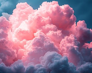 Pink and grey clouds fill the frame