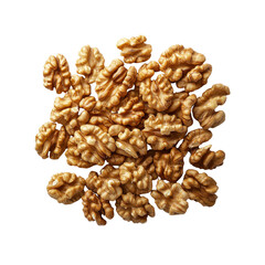 Obraz premium Heap of Walnuts, Top View, Isolated on Transparent Background