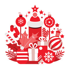 Christmas-themed composition using the provided white and red elements