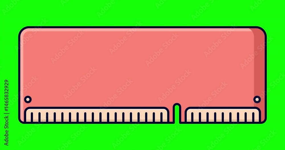 Poster RAM memory computer animation. Computer RAM animation. Random access memory. Flat cartoon style. 4K animation
